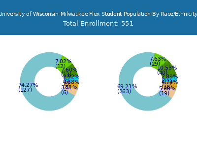 University of Wisconsin-Milwaukee Flex 2025 Student Population by Gender and Race chart