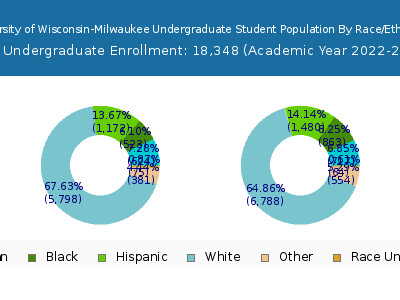 University of Wisconsin-Milwaukee 2023 Undergraduate Enrollment by Gender and Race chart