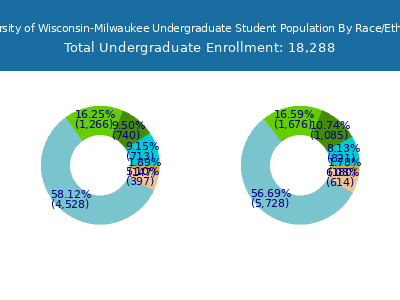 University of Wisconsin-Milwaukee 2025 Undergraduate Enrollment by Gender and Race chart