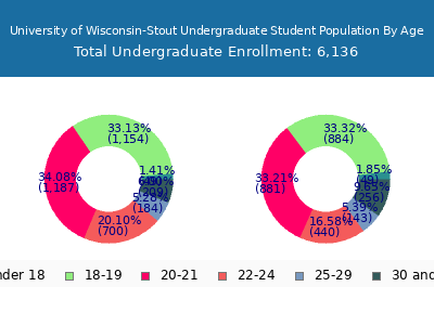 University of Wisconsin-Stout 2025 Undergraduate Enrollment Age Diversity Pie chart