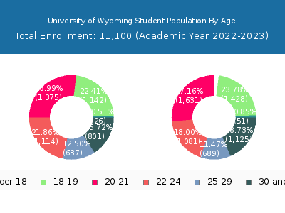 University of Wyoming 2023 Student Population Age Diversity Pie chart