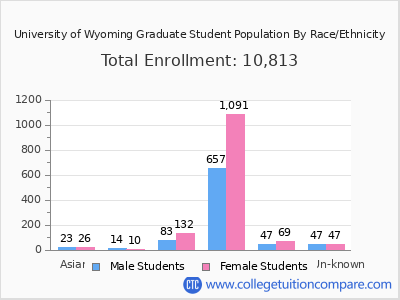 University of Wyoming 2025 Graduate Enrollment by Gender and Race chart