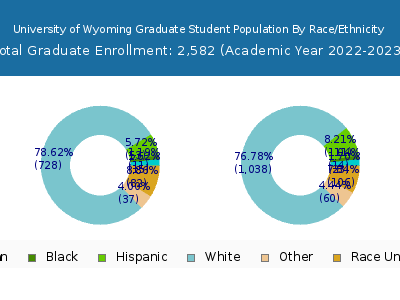 University of Wyoming 2023 Graduate Enrollment by Gender and Race chart