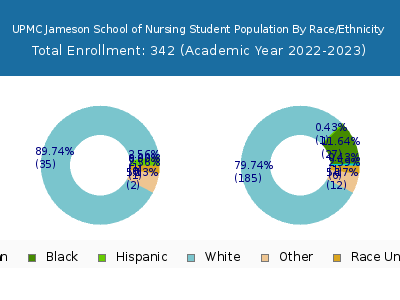 UPMC Jameson School of Nursing 2023 Student Population by Gender and Race chart
