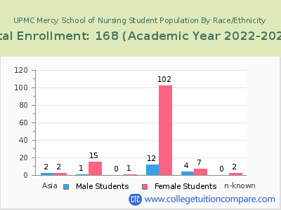 UPMC Mercy School of Nursing 2023 Student Population by Gender and Race chart
