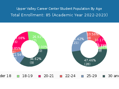 Upper Valley Career Center 2023 Student Population Age Diversity Pie chart
