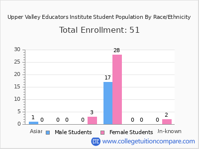 Upper Valley Educators Institute 2025 Student Population by Gender and Race chart