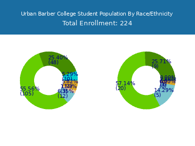 Urban Barber College 2025 Student Population by Gender and Race chart