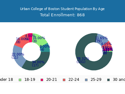 Urban College of Boston 2024 Student Population Age Diversity Pie chart