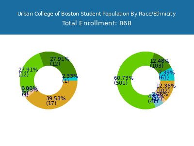 Urban College of Boston 2025 Student Population by Gender and Race chart