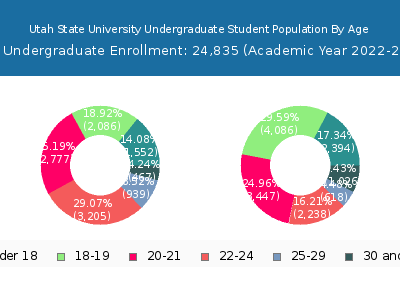 Utah State University 2023 Undergraduate Enrollment Age Diversity Pie chart