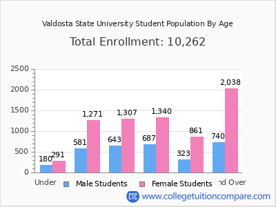 Valdosta State University 2025 Student Population by Age chart