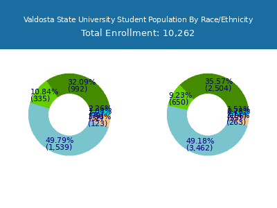 Valdosta State University 2025 Student Population by Gender and Race chart