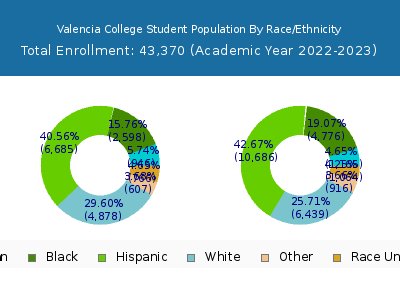 Valencia College 2023 Student Population by Gender and Race chart