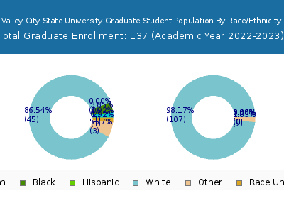 Valley City State University 2023 Graduate Enrollment by Gender and Race chart
