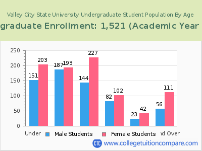 Valley City State University 2023 Undergraduate Enrollment by Age chart