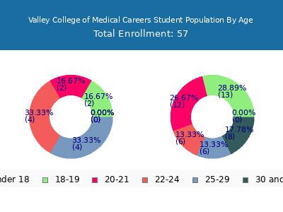 Valley College of Medical Careers 2024 Student Population Age Diversity Pie chart