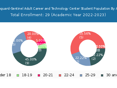 Vanguard-Sentinel Adult Career and Technology Center 2023 Student Population Age Diversity Pie chart