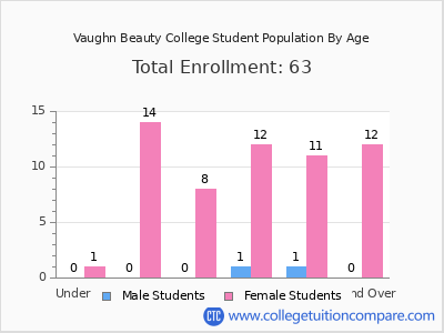 Vaughn Beauty College 2024 Student Population by Age chart