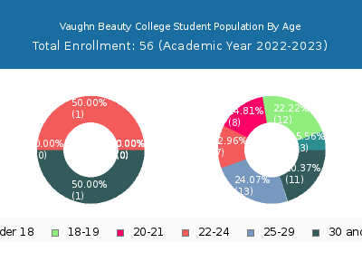 Vaughn Beauty College 2023 Student Population Age Diversity Pie chart