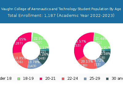 Vaughn College of Aeronautics and Technology 2023 Student Population Age Diversity Pie chart