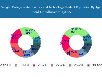 Vaughn College of Aeronautics and Technology 2025 Student Population Age Diversity Pie chart