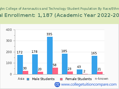 Vaughn College of Aeronautics and Technology 2023 Student Population by Gender and Race chart
