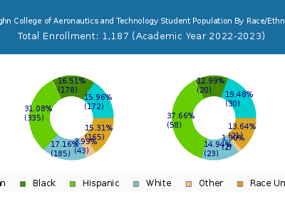 Vaughn College of Aeronautics and Technology 2023 Student Population by Gender and Race chart