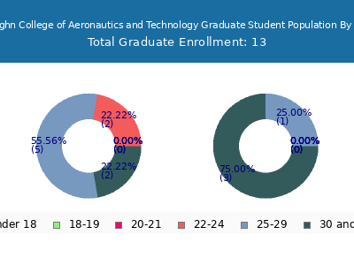 Vaughn College of Aeronautics and Technology 2025 Graduate Enrollment Age Diversity Pie chart