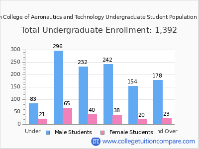 Vaughn College of Aeronautics and Technology 2025 Undergraduate Enrollment by Age chart