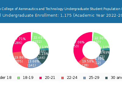 Vaughn College of Aeronautics and Technology 2023 Undergraduate Enrollment Age Diversity Pie chart
