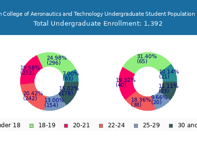 Vaughn College of Aeronautics and Technology 2025 Undergraduate Enrollment Age Diversity Pie chart