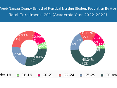 Veeb Nassau County School of Practical Nursing 2023 Student Population Age Diversity Pie chart
