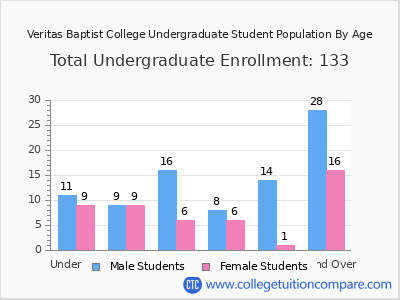 Veritas Baptist College 2025 Undergraduate Enrollment by Age chart
