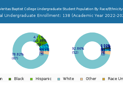 Veritas Baptist College 2023 Undergraduate Enrollment by Gender and Race chart