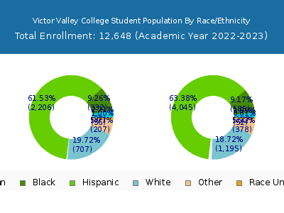Victor Valley College 2023 Student Population by Gender and Race chart