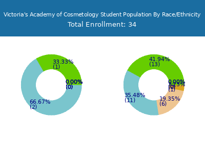Victoria's Academy of Cosmetology 2025 Student Population by Gender and Race chart