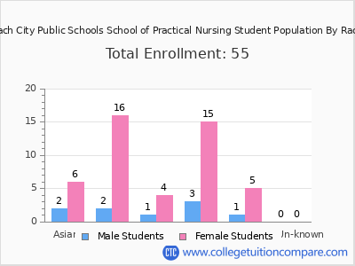 Virginia Beach City Public Schools School of Practical Nursing 2025 Student Population by Gender and Race chart