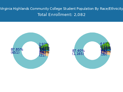 Virginia Highlands Community College 2025 Student Population by Gender and Race chart