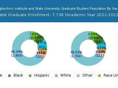 Virginia Polytechnic Institute and State University 2023 Graduate Enrollment by Gender and Race chart
