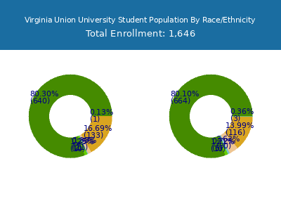 Virginia Union University 2025 Student Population by Gender and Race chart