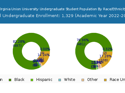 Virginia Union University 2023 Undergraduate Enrollment by Gender and Race chart