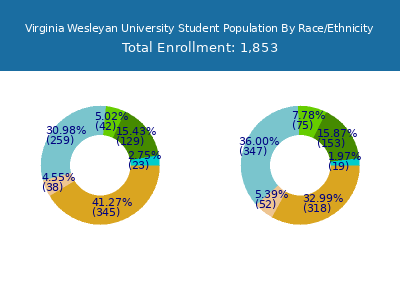 Virginia Wesleyan University 2025 Student Population by Gender and Race chart