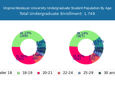 Virginia Wesleyan University 2024 Undergraduate Enrollment Age Diversity Pie chart