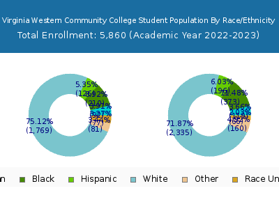 Virginia Western Community College 2023 Student Population by Gender and Race chart