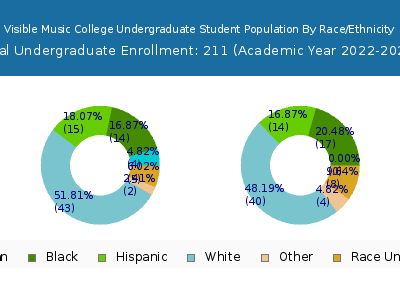 Visible Music College 2023 Undergraduate Enrollment by Gender and Race chart