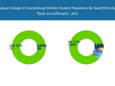 Vogue College of Cosmetology-McAllen 2025 Student Population by Gender and Race chart