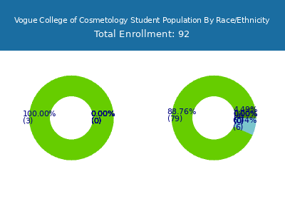 Vogue College of Cosmetology 2025 Student Population by Gender and Race chart