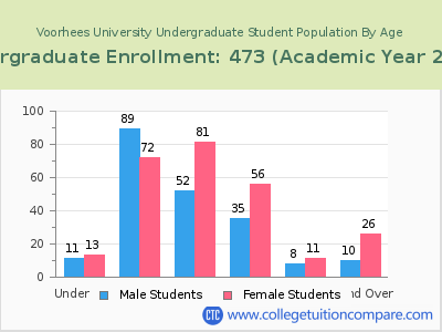 Voorhees University 2023 Undergraduate Enrollment by Age chart