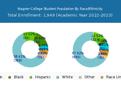 Wagner College 2023 Student Population by Gender and Race chart